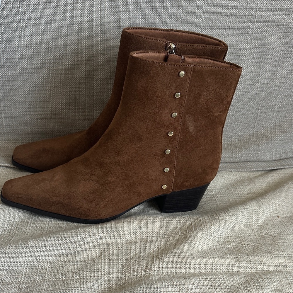Brown Studed Ankle Boots